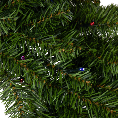 Pre-Lit Battery Operated Canadian Pine Christmas Wreath - 30" - Multi-Color LED Lights
