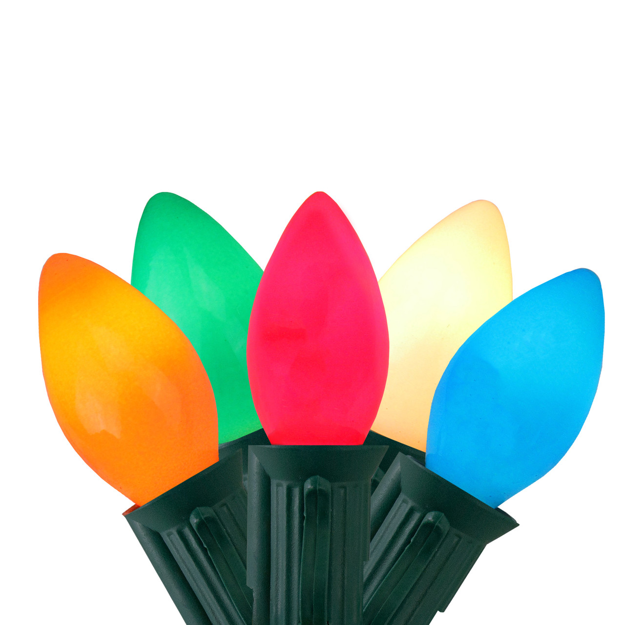 25-Count Multi-Color Incandescent C7 Christmas Light Set, 24ft Green Wire