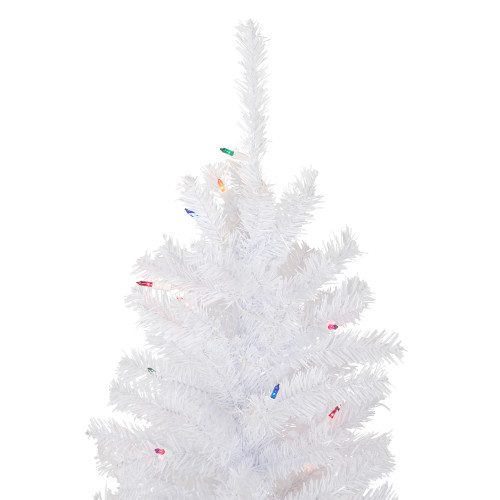 4' Pre-Lit Woodbury White Pine Slim Artificial Christmas Tree, Multi Lights