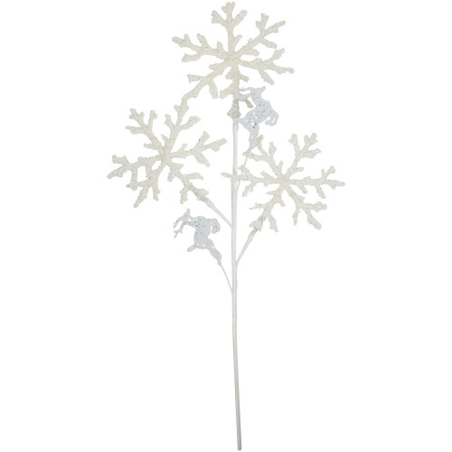 28.5" Glittered White Snowflake and Reindeer Christmas Spray
