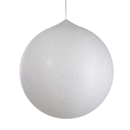 Tinsel Inflatable Christmas Ball Ornament Outdoor Commercial Decoration - 19.5" - White