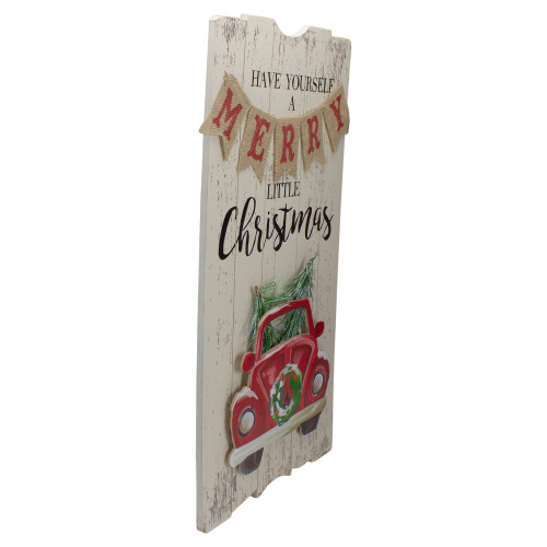 24-Inch Lighted Merry Little Christmas Vintage Red Truck Wall Sign