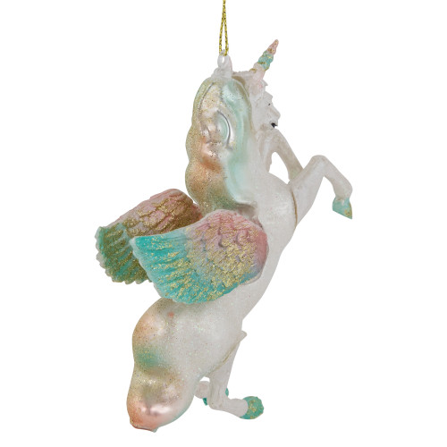 5.25" White Unicorn Glass Christmas Ornament