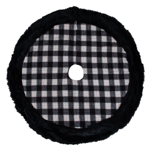 Buffalo Plaid Christmas Tree Skirt - 48" - Black and White