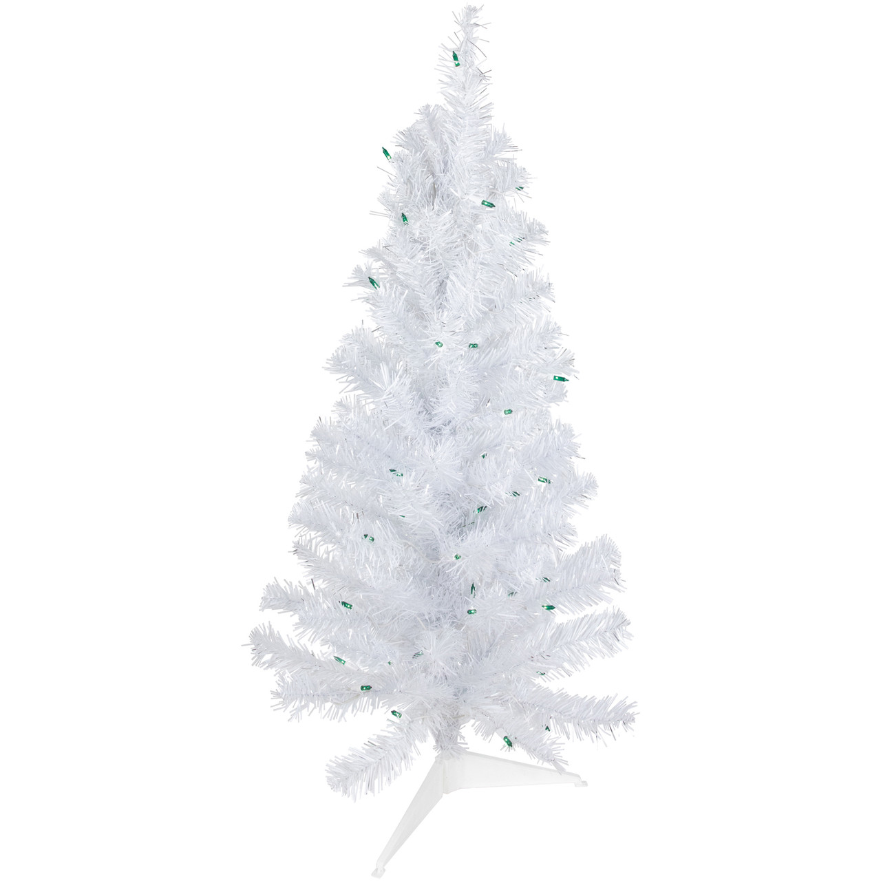 3' Pre-Lit Medium White Pine Artificial Christmas Tree - Green Lights