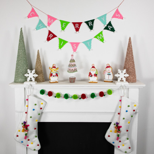 45" Multi "Merry Christmas" Triangles Banner Garland - Unlit