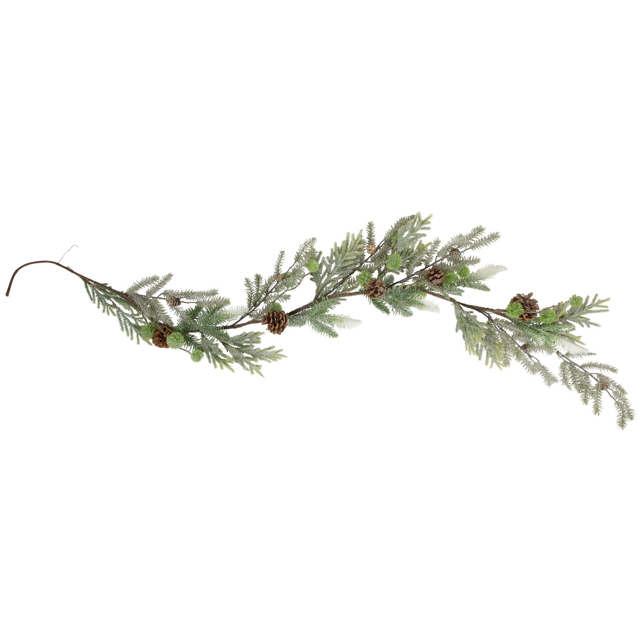 Artificial Christmas Garland with Frosted Foliage and Pinecones - 5' x 8" - Unlit