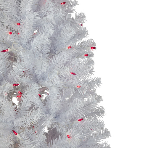 6.5�� Pre-Lit Slim Geneva White Spruce Artificial Christmas Tree, Pink Lights