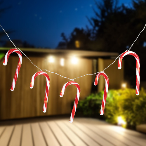 7ct Red and White Candy Cane Christmas Lights - 4.5ft Clear Wire