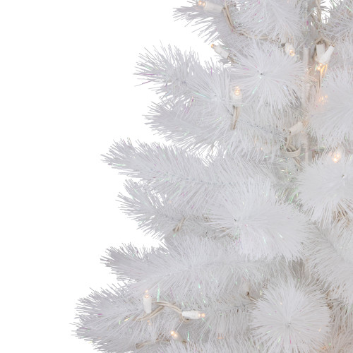 3' Pre-Lit White Alaskan Pine Artificial Christmas Tree, Warm White LED Lights