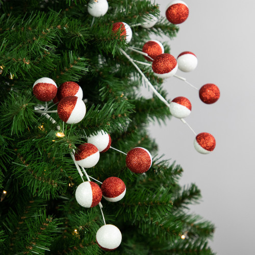 Set of 2 Red and White Glittered Candy Cane Christmas Picks 22"