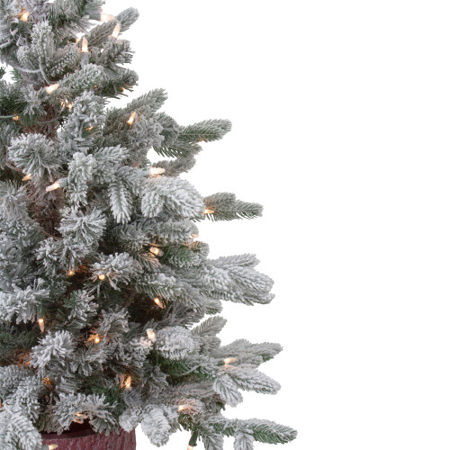 Real Touch?? Pre-Lit Medium Saratoga Spruce Flocked Artificial Potted Christmas Tree 4' - Clear Lights