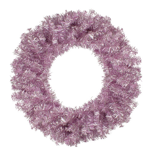 Metallic Pink Tinsel Artificial Christmas Wreath, 24-Inch, Unlit