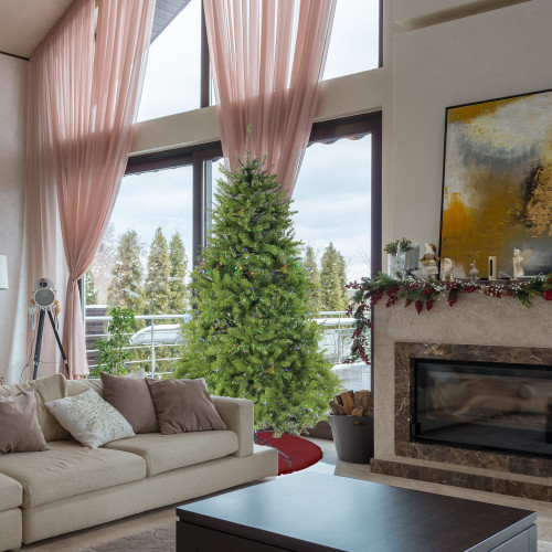 7.5' Pre-Lit Full Northern Pine Artificial Christmas Tree - Multicolor LED Lights