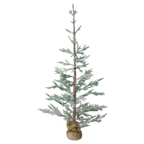 Frosted Slim Pine Artificial Christmas Tree in Burlap Base - 5' - Unlit