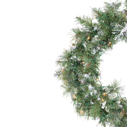 Pre-Lit Snow Mountain Pine Artificial Christmas Wreath - 24" - Clear Lights