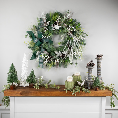 Real Touch?? Frosted Pinecones and Berries Christmas Wreath - 36" - Unlit