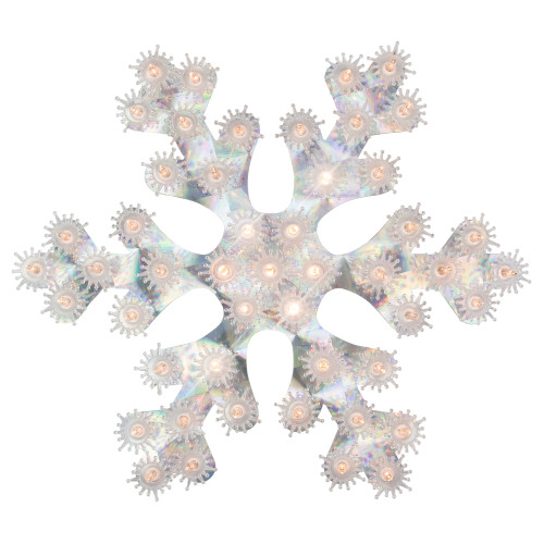 Lighted Holographic Snowflake Christmas Window Decoration - 12" - Clear Lights