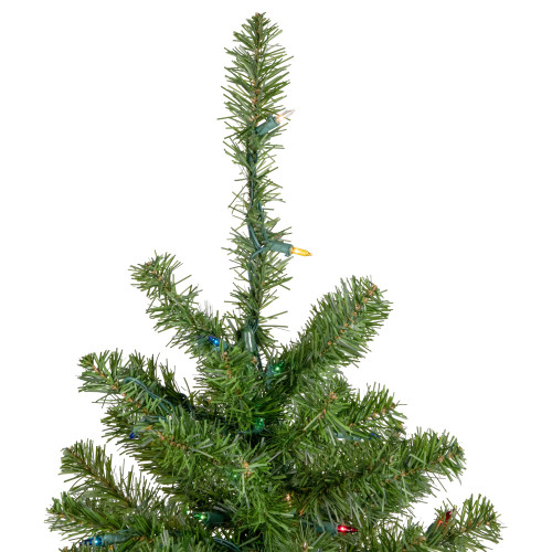 4' Pre-Lit Full Canadian Pine Artificial Christmas Tree, Multicolor Lights