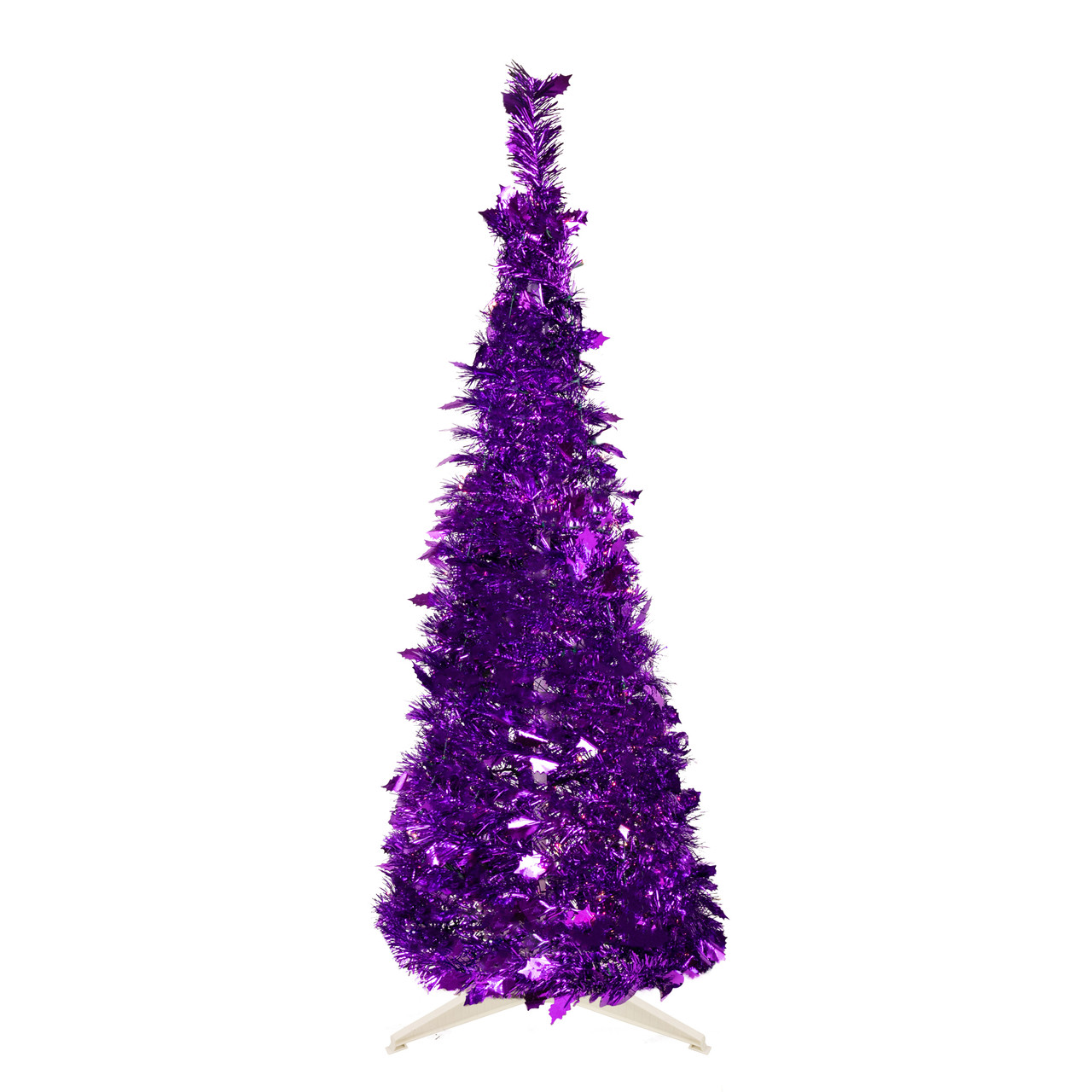 4' Purple Tinsel Pop-Up Artificial Christmas Tree, Unlit