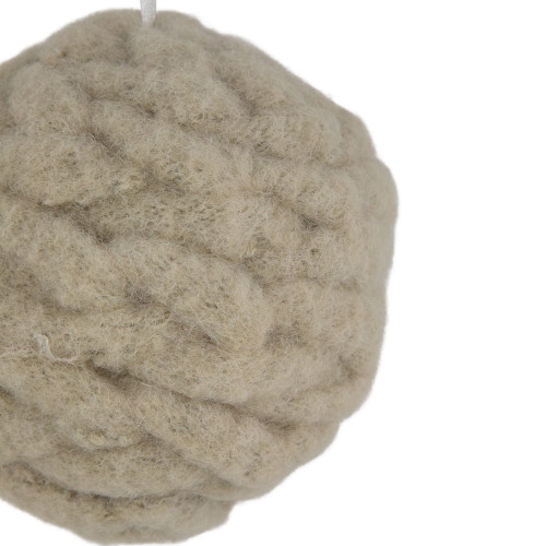 3.75" Beige Woven Yarn Ball Hanging Christmas Ornament