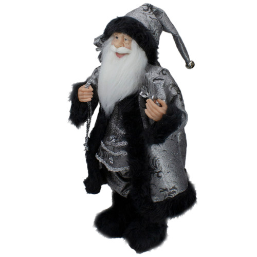 24" Silver and Black Santa Claus with Gifts Christmas Figure