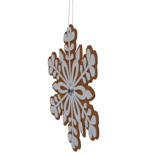 10" Gingerbread and White Snowflake Christmas Ornament - 10"