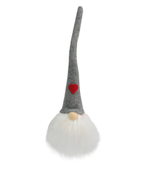 Lighted Gnome with Heart Hat Christmas Figure - 13" - Gray
