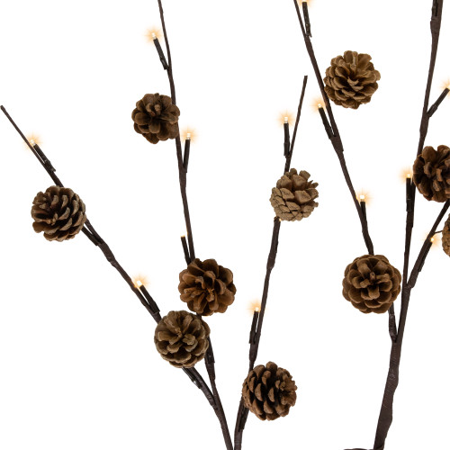 Lighted Pinecone Christmas Branch Bundle - 23" - Warm White LED - Set of 3