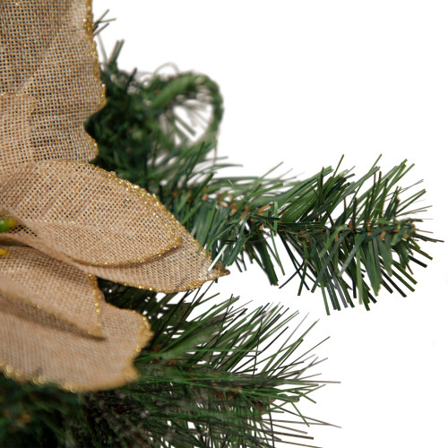28" Mixed Pine Berry and Poinsettia Artificial Christmas Teardrop Swag - Unlit
