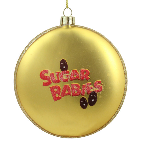 4" Gold and Red Tootsie Roll Sugar Babies Caramel Candies Disc Christmas Ornament