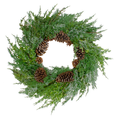 Real Touch?? Frosted Cedar and Pinecone Artificial Christmas Wreath - 26" - Unlit
