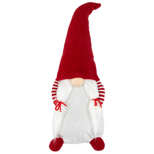 Standing Girl Gnome with Hands in Pocket Christmas Figure - 20.5" - Red and White