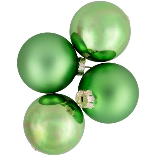 6ct Shiny and Matte Green Glass Ball Christmas Ornaments 3.25" (82mm)