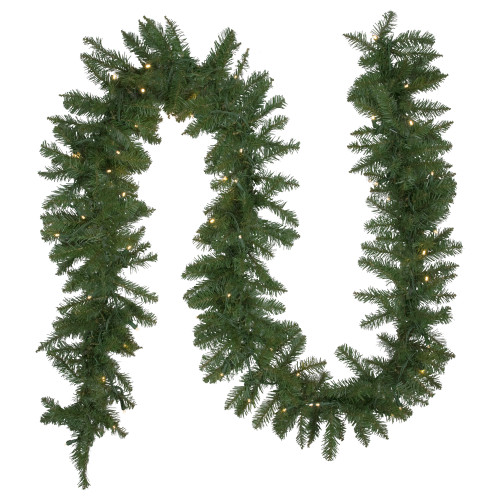 Pre-Lit Northern Pine Artificial Christmas Garland - 9' x 10" - Warm White LED Lights