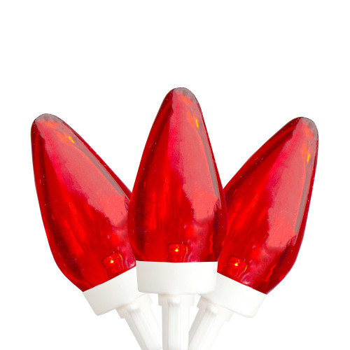 25 Count Red LED C7 Christmas Lights, 16 ft White Wire