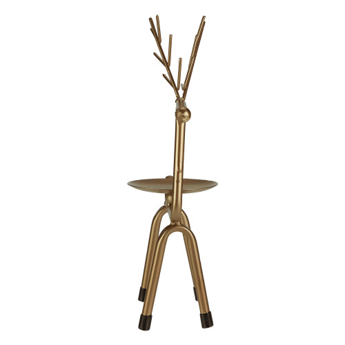 10.25" Small Bronze Reindeer Christmas Pillar Candle Holder