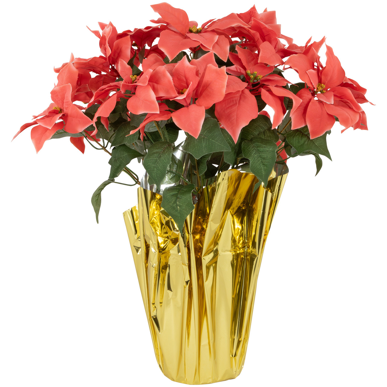 Artificial Christmas Poinsettia with Wrapped Base - 28" - Pink