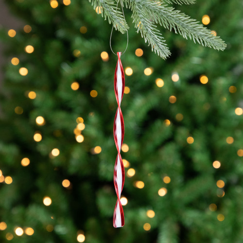 6ct Red and White Candy Swirl Christmas Ornaments 8"