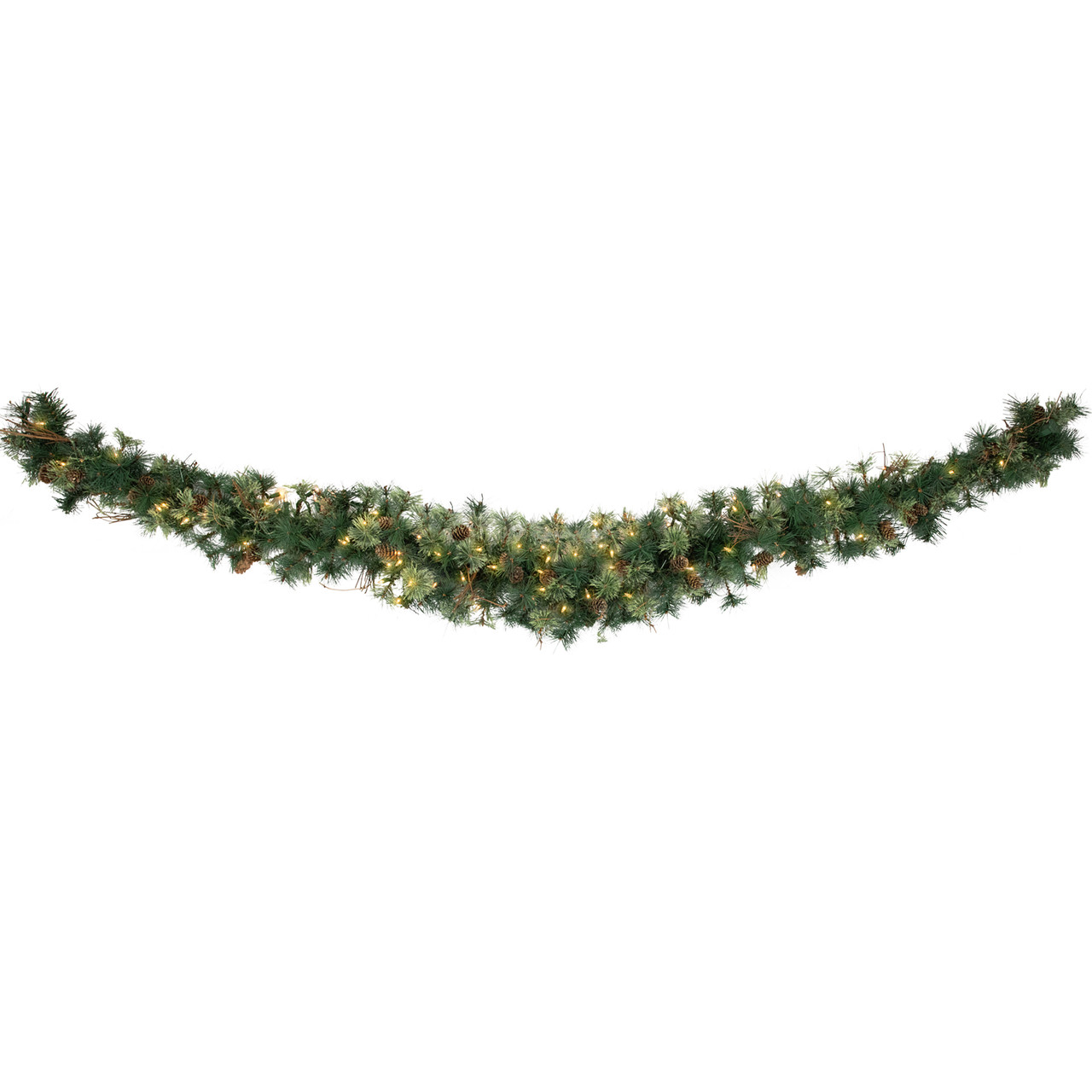 Pre-Lit Country Pine and Mini Pinecone Artificial Christmas Swag - 6' - Clear Lights