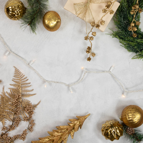 100ct Warm White LED Wide Angle Christmas Lights, 33ft White Wire