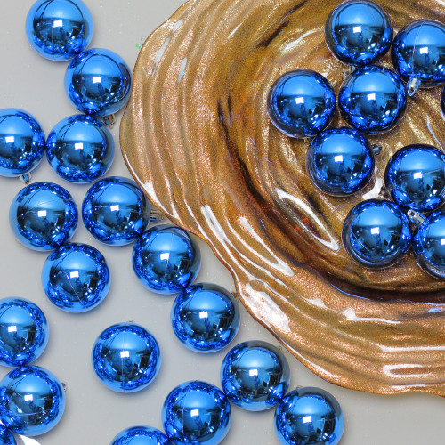 60ct Lavish Blue Shatterproof Shiny Christmas Ball Ornaments 2.5" (60mm)