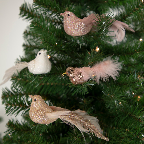 4" Pink Sequin Clip On Bird Christmas Ornament