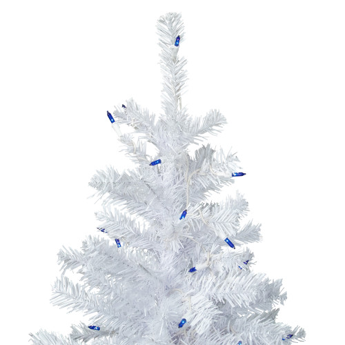 6.5' Pre-Lit Woodbury White Pine Pencil Artificial Christmas Tree, Blue Lights