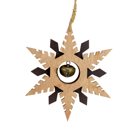 6" Brown and Beige Pointed Snowflake Christmas Ornament
