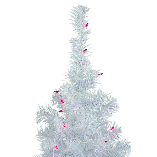 3' Pre-lit Rockport White Pine Artificial Christmas Tree, Pink Lights
