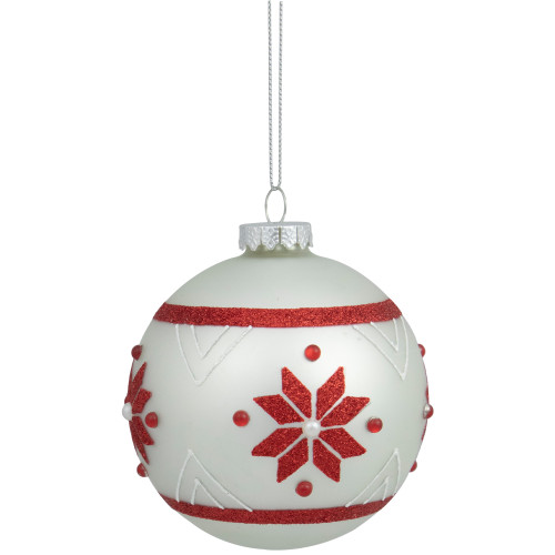 4" Glittered Snowflake Glass Christmas Ball Ornament