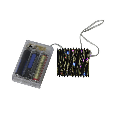 35 Battery Operated Silver LED Rainbow Micro Fairy Christmas Lights - 6 ft Gold Copper Wire