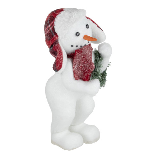Frosted Snowman with Wreath Christmas Figure - 16"