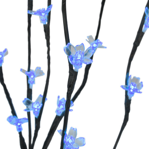 Set of 3 Pre-Lit Cherry Blossom Artificial Tree Branches, 72 Blue LED Lights
